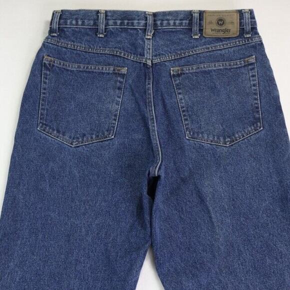 Wrangler Jeans Mens 35x32 (Measures 34x32) Blue Denim Straight Workwear Cowboy - Picture 5 of 8